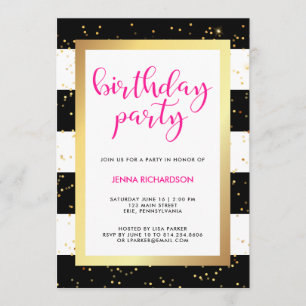 Modern Confetti   Birthday Party Invitation