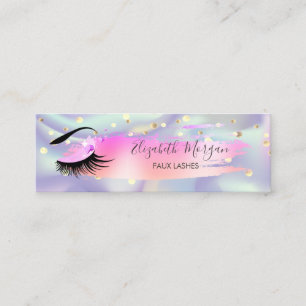 Modern Confetti, Brush Stroke,Lashes Holographic Mini Business Card