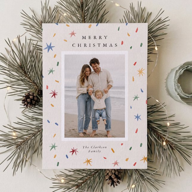 Modern Confetti Christmas Photo Card (Creator Uploaded)