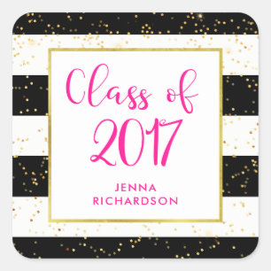 Modern Confetti Class of 2017 Graduation Party Square Sticker