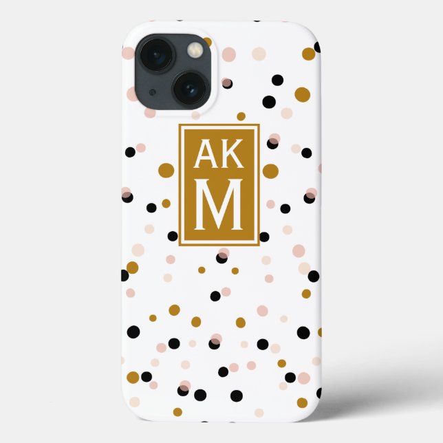 Modern Confetti Dots Monogram iPad Mini Case (Back)