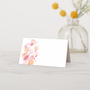 Modern confetti flower coral red wedding guest place card