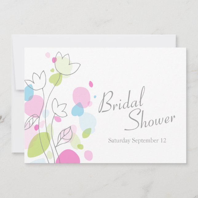 Modern confetti flower petals bridal shower invite (Front)