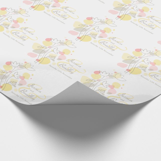 Modern confetti flower petals custom wedding wrap wrapping paper (Corner)