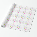 Modern confetti flower petals custom wedding wrap wrapping paper<br><div class="desc">Pretty wedding wrapping paper ideal for wrapping a very special gift to the newly weds or for wrapping wedding favours. Simple modern grey,  pink,  blue and green flower outline and graphic petals wedding gift wrap paper. Customise with bride and grooms name and wedding date. Uniquely designed by Sarah Trett.</div>