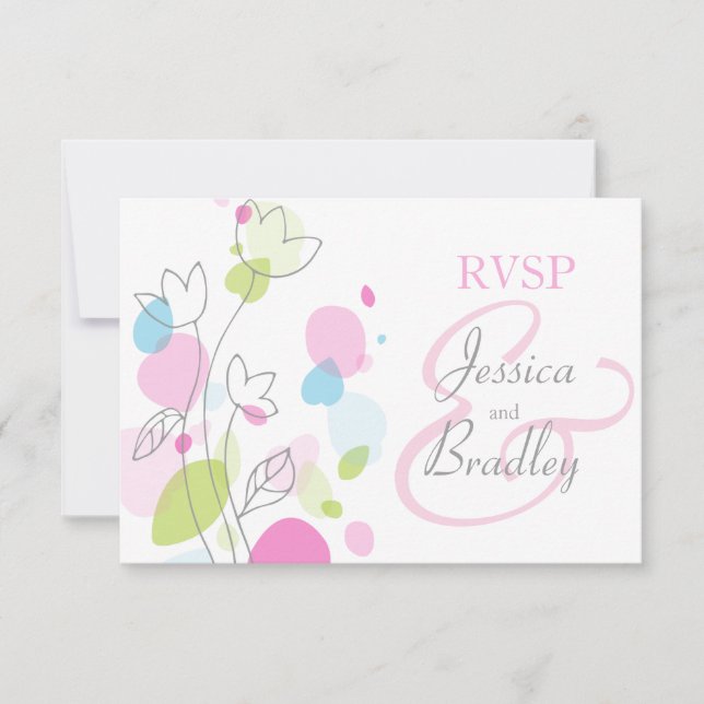 Modern confetti flower petals formal wedding RSVP Card (Front)
