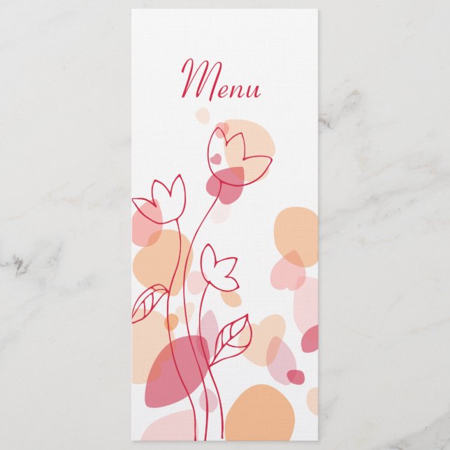 Modern confetti flower petals wedding dinner menu (Front)
