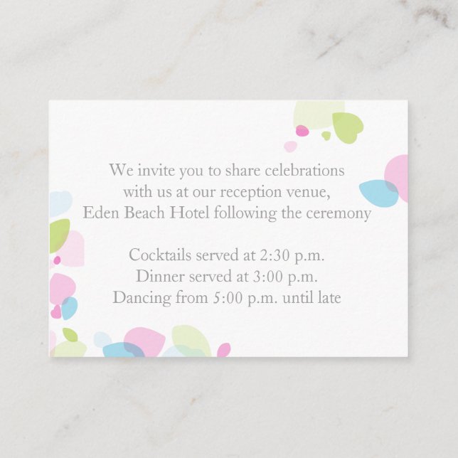 Modern confetti flower wedding info enclosure card (Back)