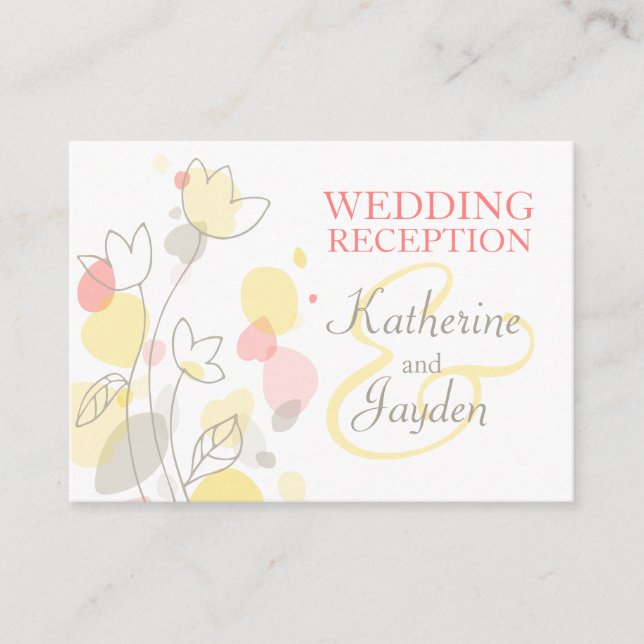 Modern confetti flower wedding info enclosure card (Front)