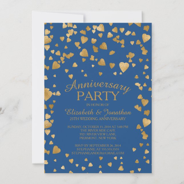 Modern Confetti Heart Anniversary Party Invitation (Front)