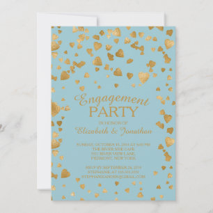 Modern Confetti Heart Engagement Party Invitation