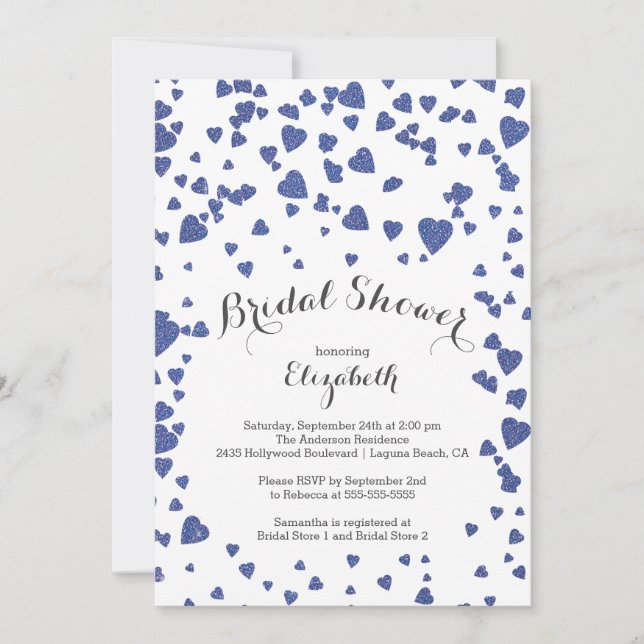 Modern Confetti Hearts Bridal Shower Invitation (Front)