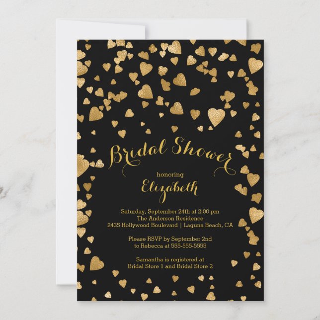 Modern Confetti Hearts Bridal Shower Invitation (Front)