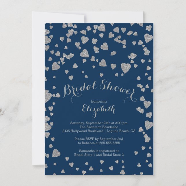 Modern Confetti Hearts Bridal Shower Invitation (Front)