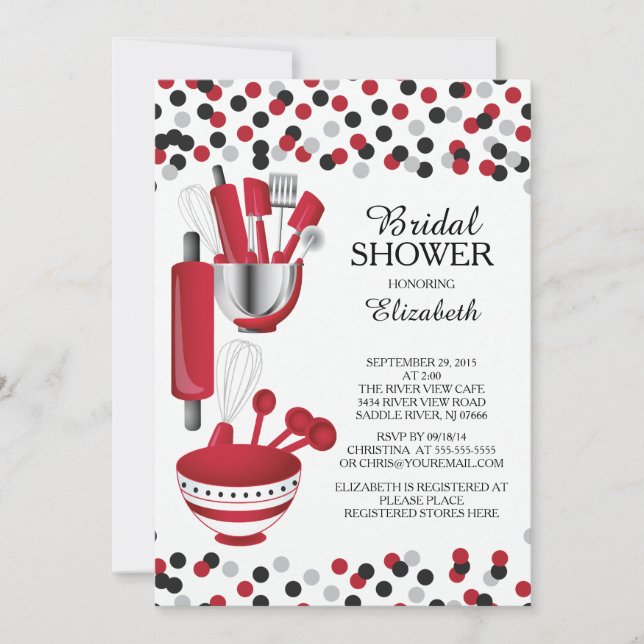 Modern Confetti Kitchen Bridal Shower Invitations (Front)