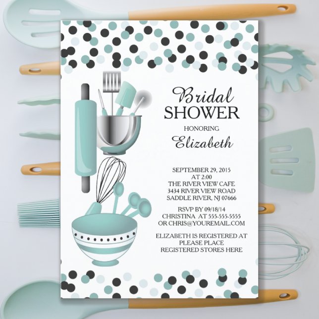 Modern Confetti Kitchen Bridal Shower Invitations (Creator Uploaded)