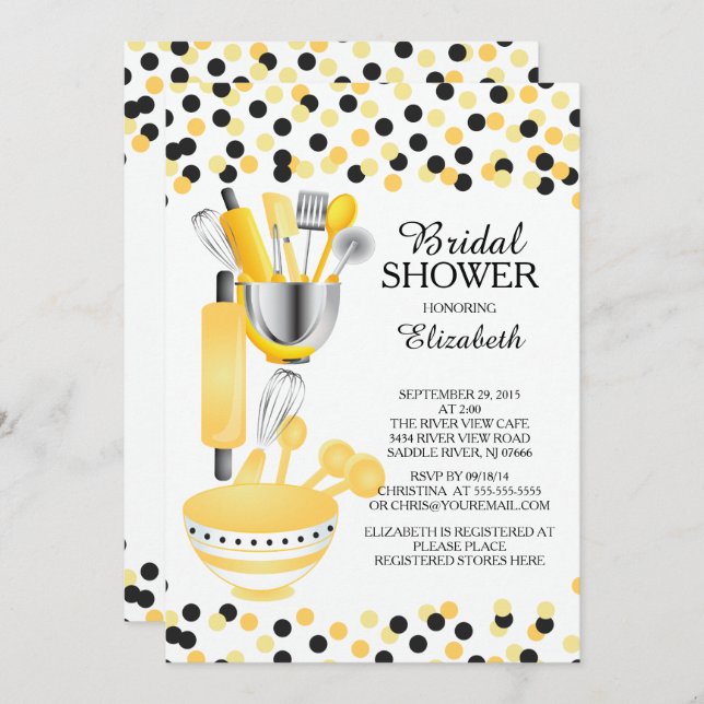Modern Confetti Kitchen Bridal Shower Invitations (Front/Back)