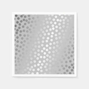 Modern Confetti Polka Dots Pattern Grey and Silver Napkin