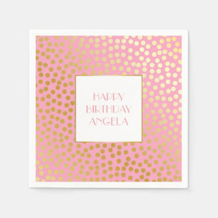 Modern Confetti Polka Dots Pink and Gold Napkin