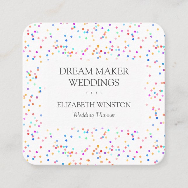 Modern Confetti Square Business Card (Front)