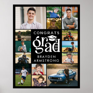 Modern Congrats Grad 14 Photo Collage Bold Type Poster