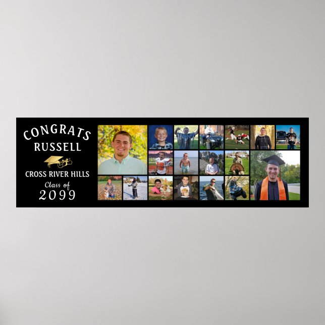 Modern CONGRATS GRAD 18 Photo Collage Poster (Front)