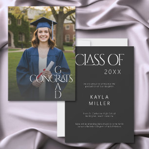 Modern Congrats Grad Graduation Photo Announcement