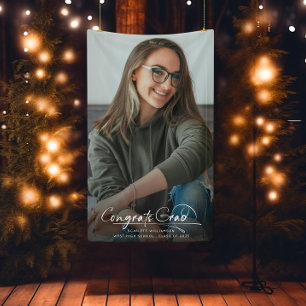 Modern Congrats Grad Graduation Photo Script Banner