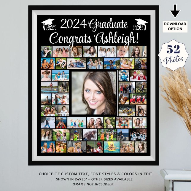 Modern Congrats Graduate 52 Photo Collage Poster (Creator Uploaded)