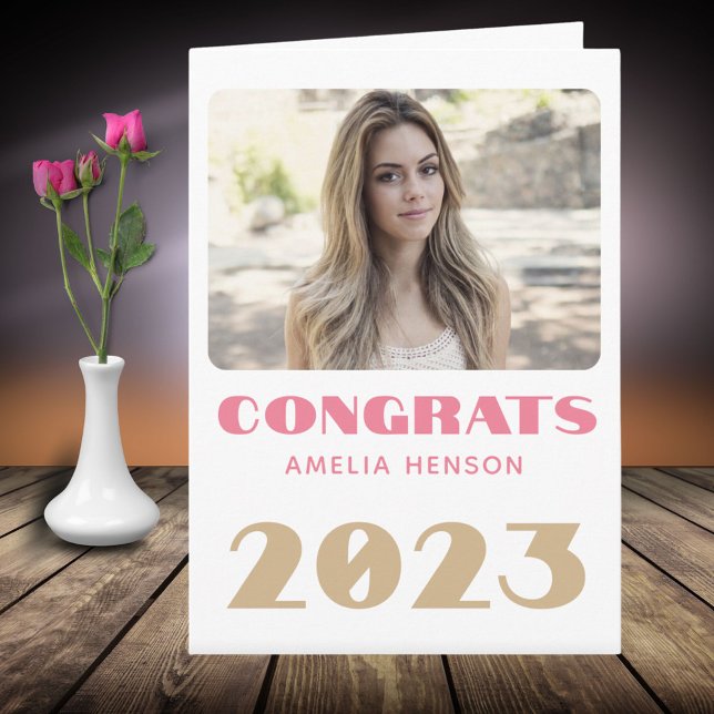 Modern Congrats Graduate Name Photo Card (Creator Uploaded)