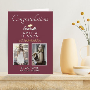 Modern Congrats Graduate Name Photo Foil Greeting Card