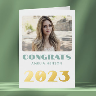 Modern Congrats Graduate Name Photo  Foil Greeting Card