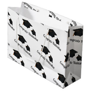 Modern congrats graduate's name large gift bag