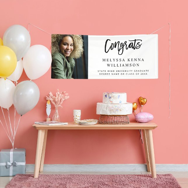 Modern Congrats Photo Graduate Banner - White (Creator Uploaded)