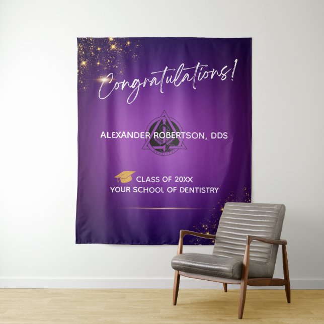 Modern Congratulations Dentist Graduation Purple Tapestry (In Situ)