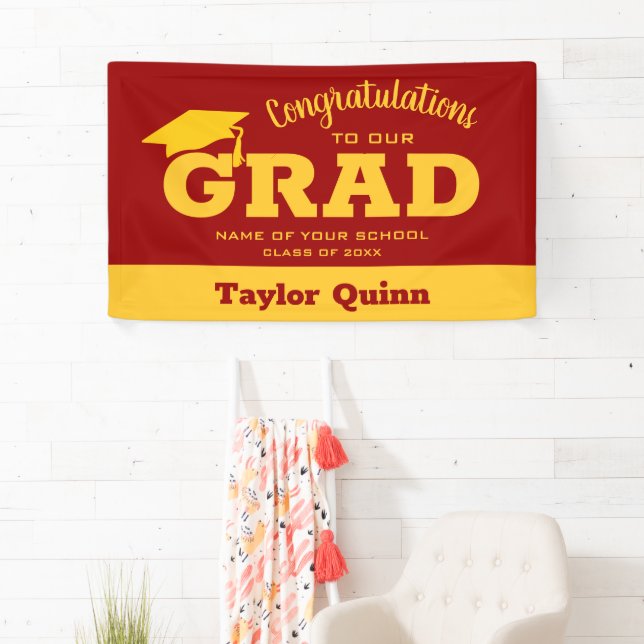 Modern Congratulations Grad Cardinal and Gold Banner (Insitu)