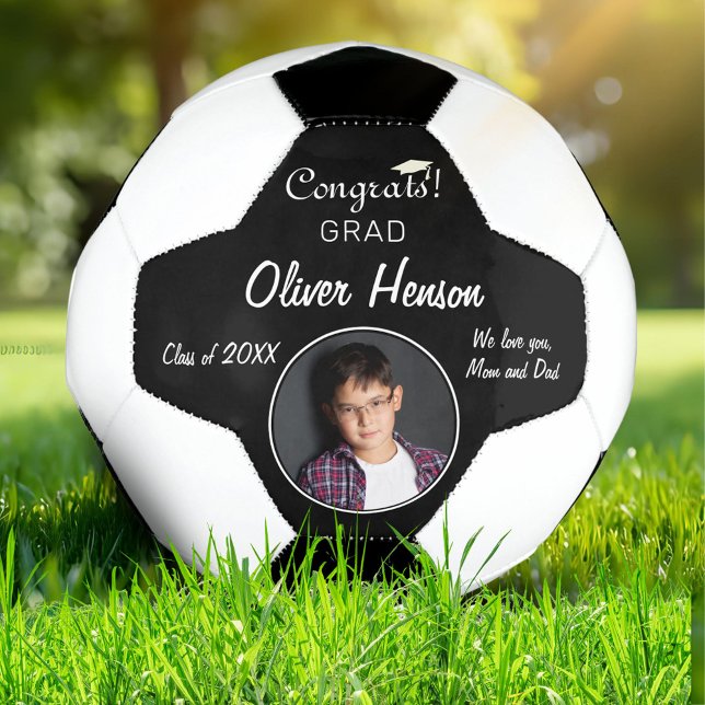 Modern Congratulations Grad Graduation Photo Soccer Ball (Creator Uploaded)