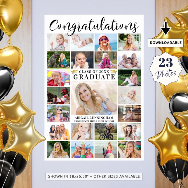 Modern Congratulations Graduate 23 Photo Collage Poster (Creator Uploaded)