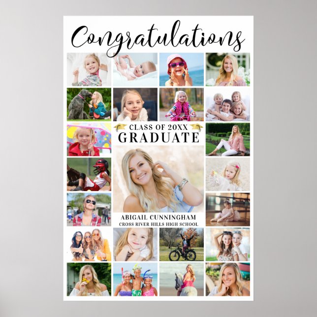 Modern Congratulations Graduate 23 Photo Collage Poster (Front)
