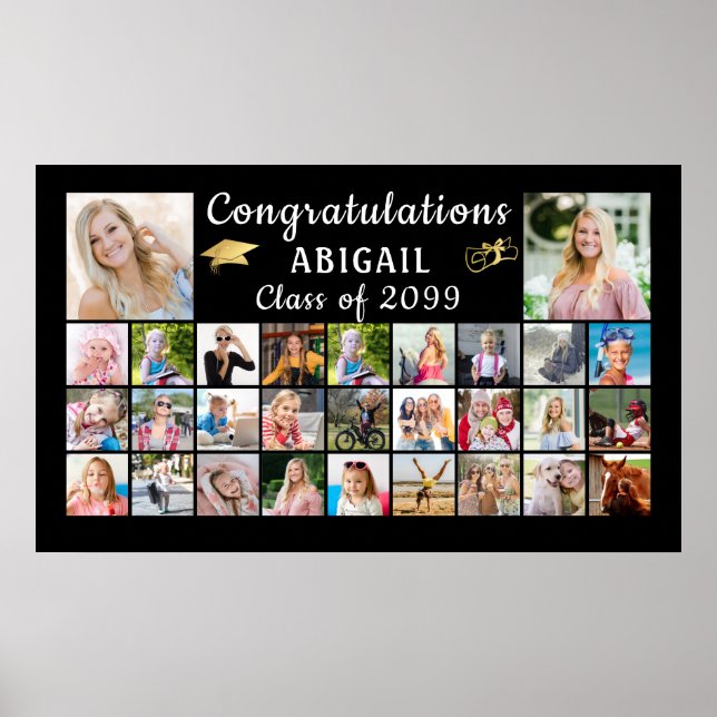 Modern Congratulations Graduate 29 Photo Collage Poster (Front)