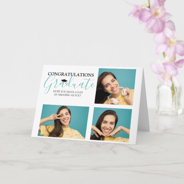 Modern Congratulations Graduate Photo Collage Card (Orchid)