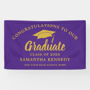 Modern Congratulations Graduate Purple And Gold   Banner