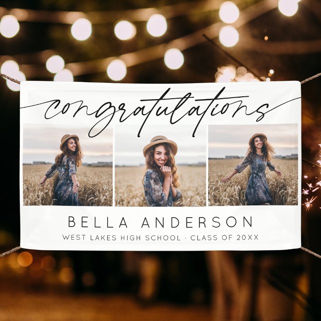 Modern Congratulations Graduation Script 3 Photo  Banner (Creator Uploaded)