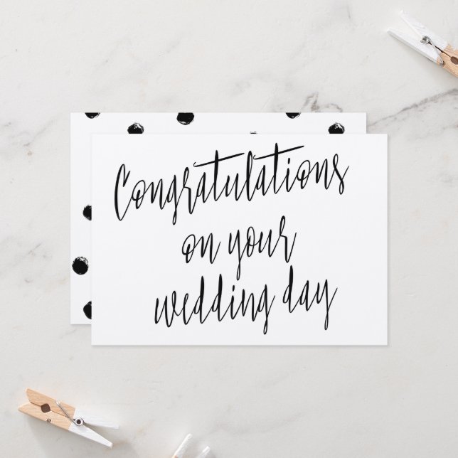 Modern "Congratulations on your wedding day" Card (Front/Back In Situ)