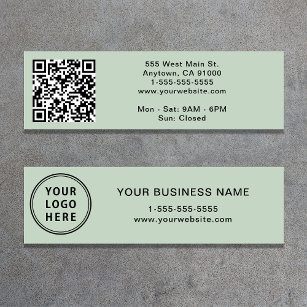 Modern Connect With Us Logo QR Code Sage Mini Business Card