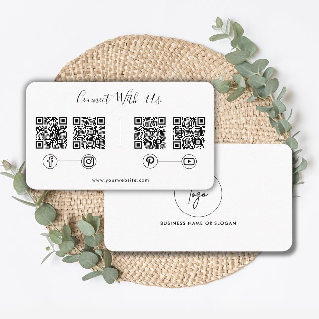  Modern Connect With Us QR Code Social Media Logo Business Card (Creator Uploaded)