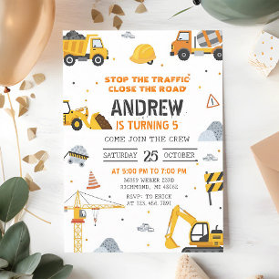 Modern Construction Birthday Invitation
