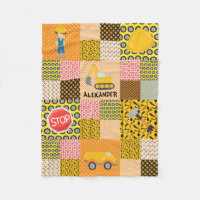 Modern Construction Boy Worker Excavator Quilt