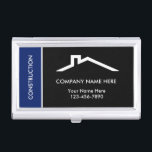Modern Construction Business Card Cases<br><div class="desc">Construction theme business card case including a house roof symbol and silhouette in a simple modern design you can customise to suit your business. Designed for a construction company,  building contractor,  or construction equipment rental service.</div>