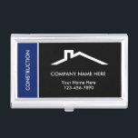 Modern Construction Business Card Cases<br><div class="desc">Construction theme business card case including a house roof symbol and silhouette in a simple modern design you can customise to suit your business. Designed for a construction company,  building contractor,  or construction equipment rental service.</div>